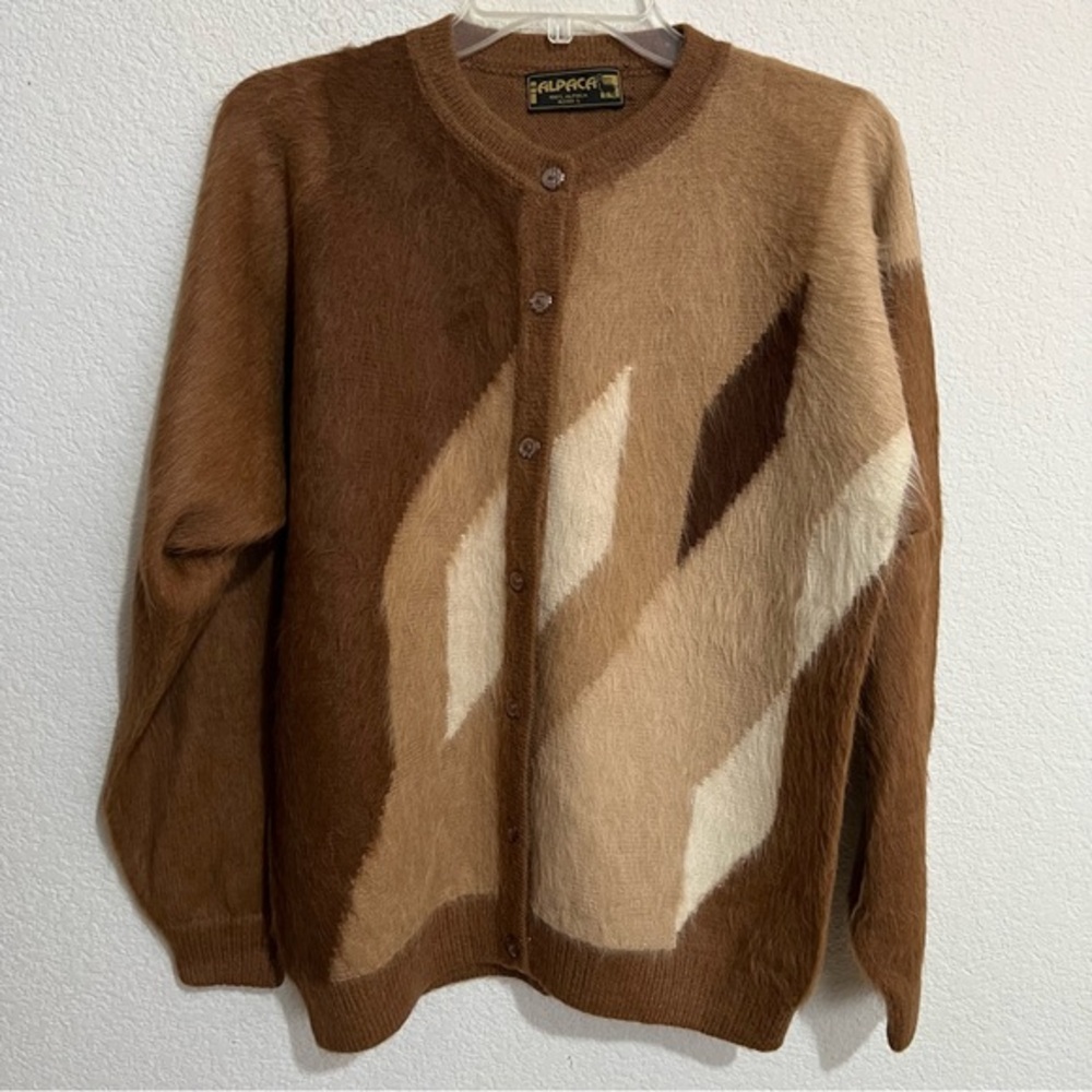 Alpaca Made in Chile 100% Alpaca Wool Brown Cardigan New Unisex 42/44 L